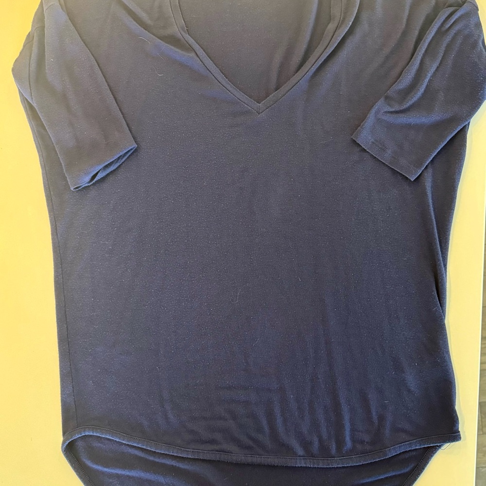 Express top, navy blue, 3/4 sleeves.